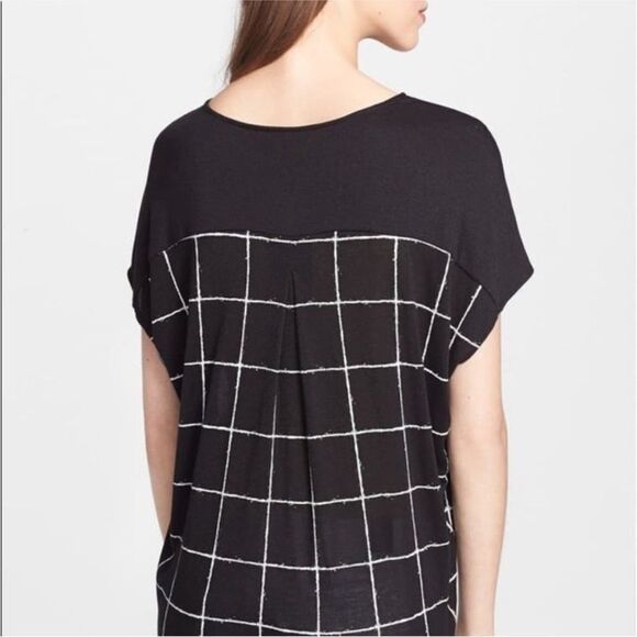 Vince Black and White Windowpane Relaxed Short Sleeve Shirt - Picture 4 of 10